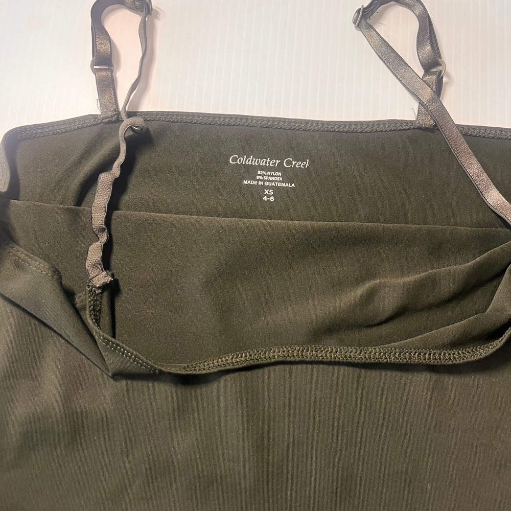 Coldwater Creek Womens Olive Green Camisole Shelf Bra Adjustable Straps XS 4-6 - Picture 3 of 5